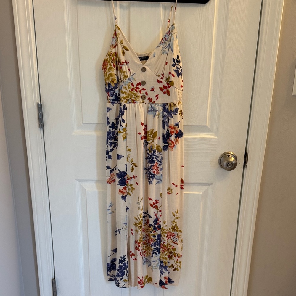 Floral Midi Dress with Spaghetti Straps